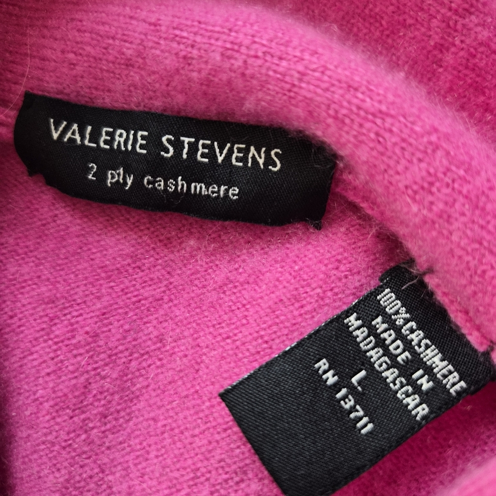 ​Valerie Stevens 2-Ply 100% Cashmere Shawl Collar Sweater - Bold Pink - Large - Picture 2 of 9